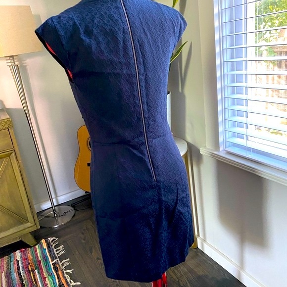 Theory, Orinthia Jacquard Cap Sleeve Dress (navy) size 2 - Picture 2 of 6